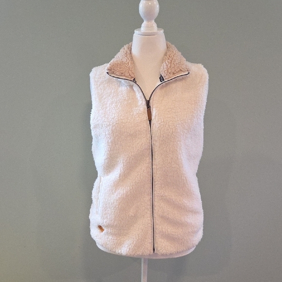 Simply Southern Cream Sherpa Vest Women's Size Medium Fully Lined - Picture 3 of 11